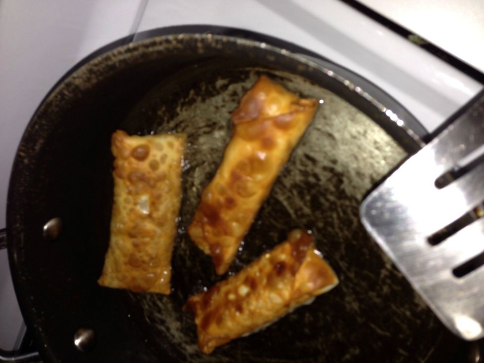 Browned egg rolls.