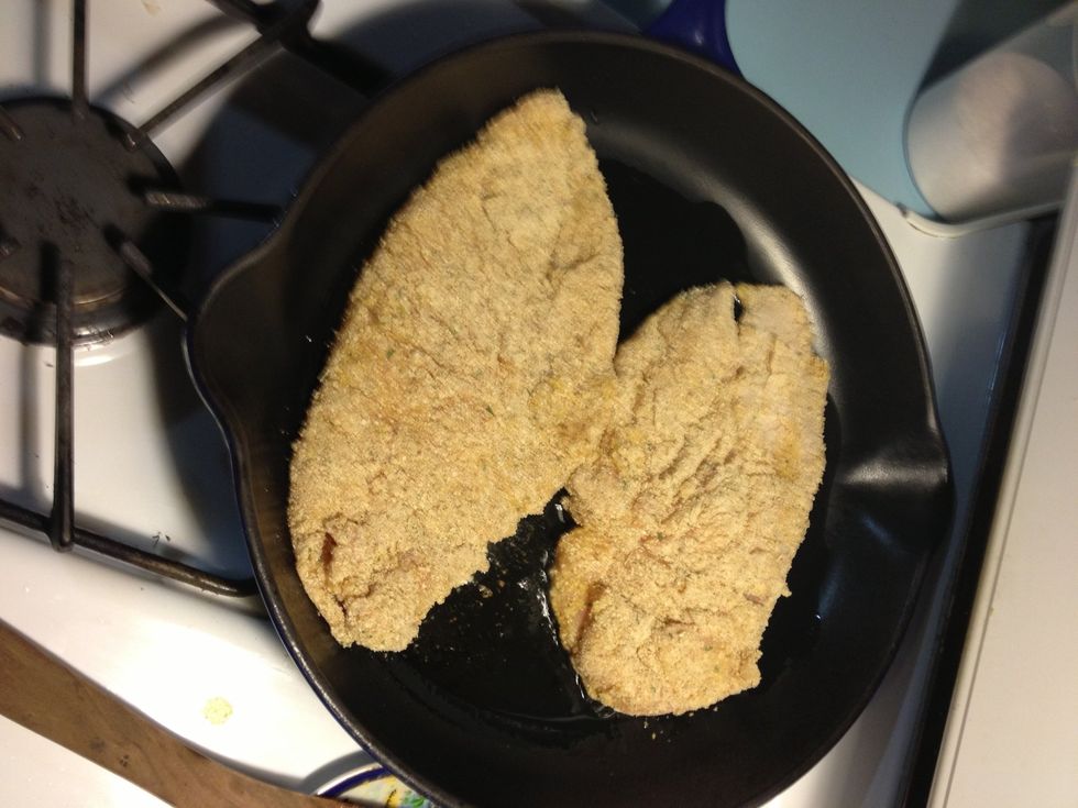 Browning the chicken