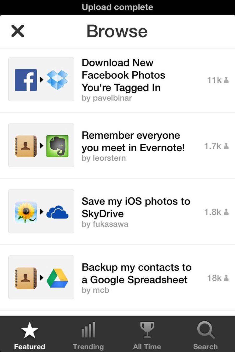 Browse all the user made recipes.