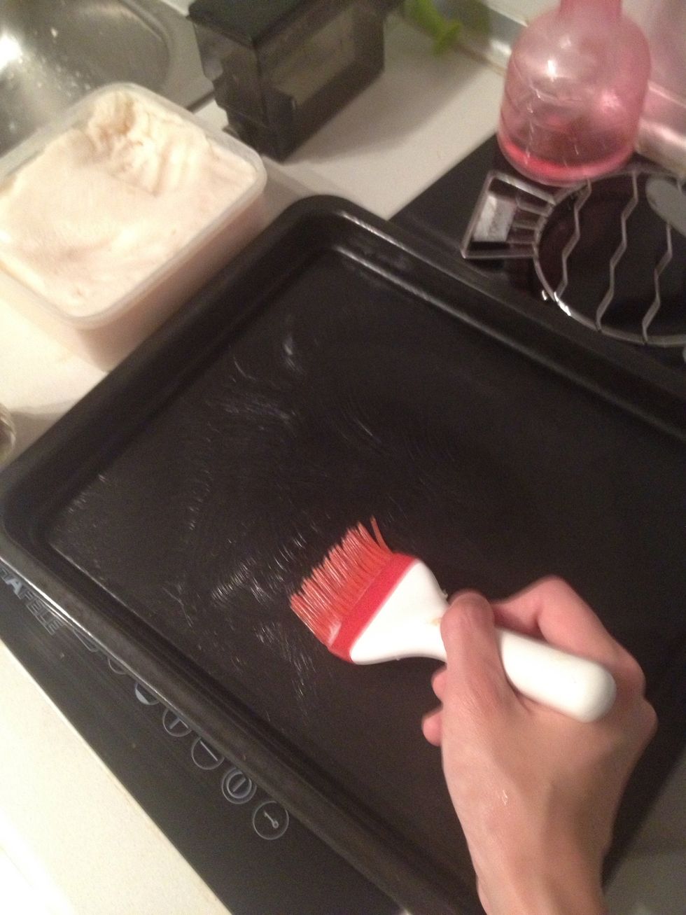 Brush a tray with some shortening