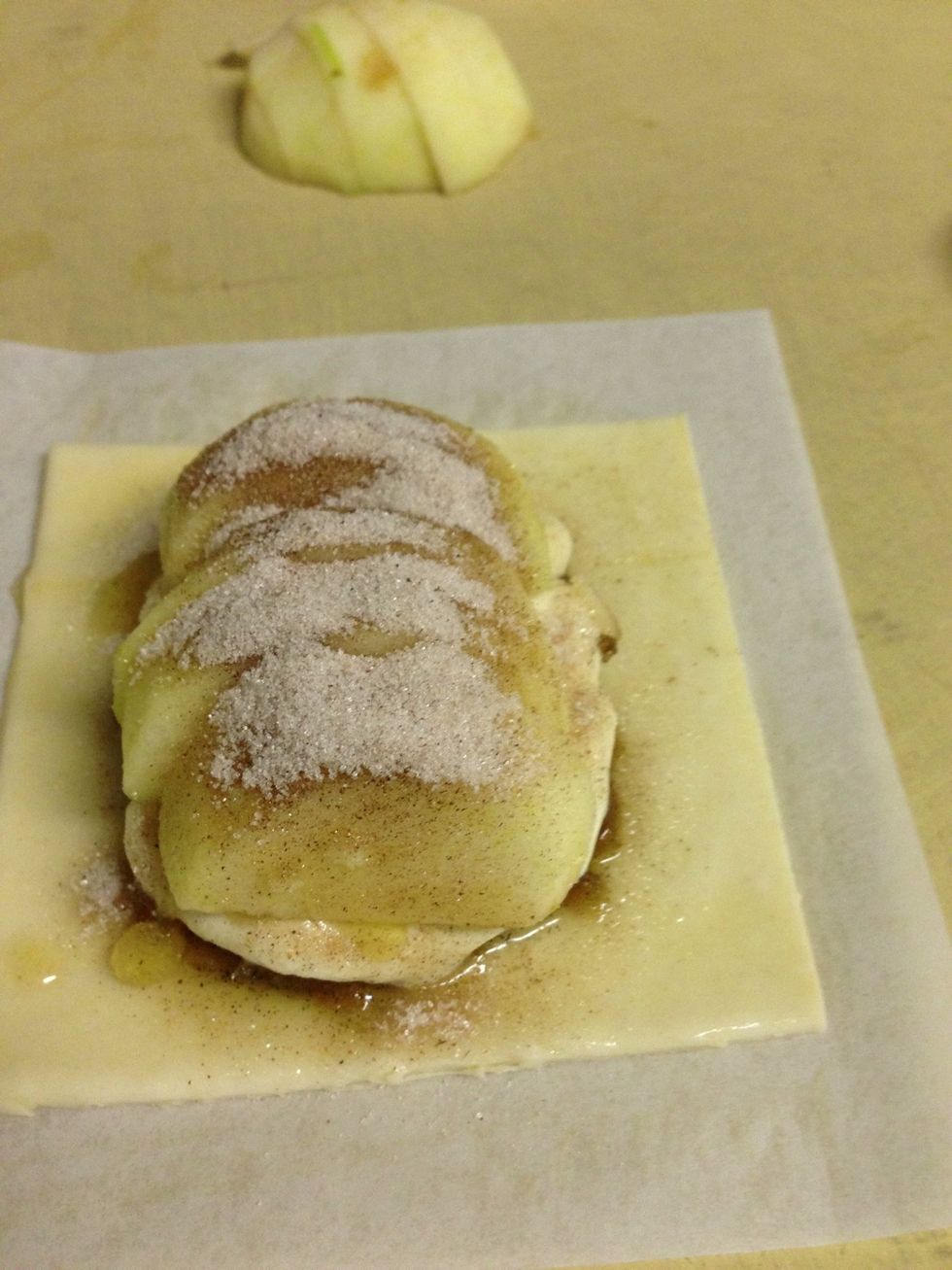 Brush apples with butter and sprinkle with another 3/4 tsp of spiced sugar.