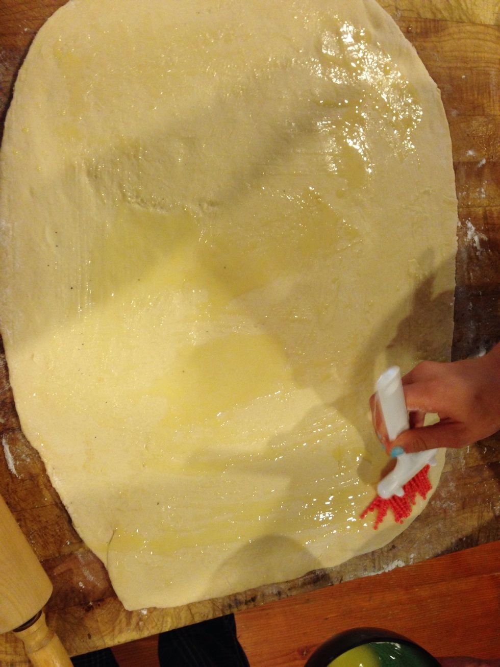 Brush dough with melted butter!