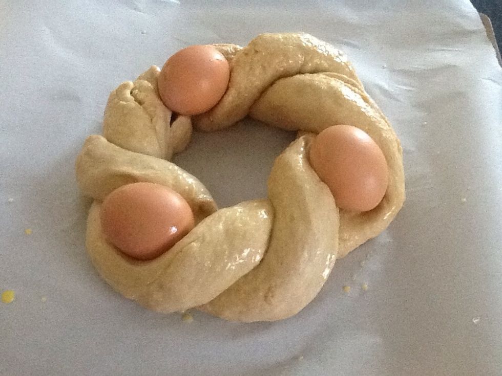 Brush egg wash over formed loaf.