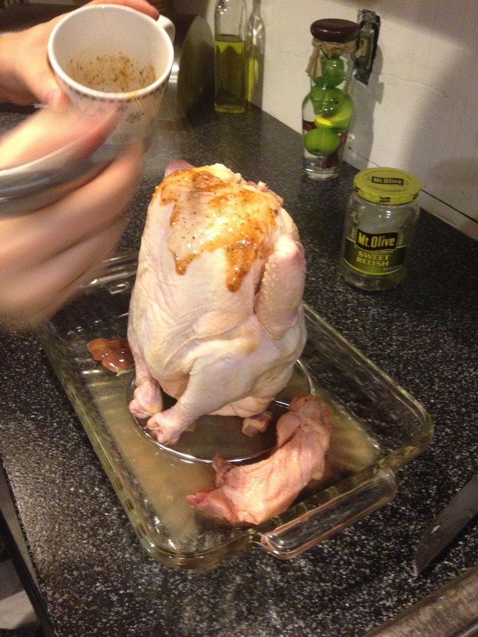 Brush the mixture all over the bird.