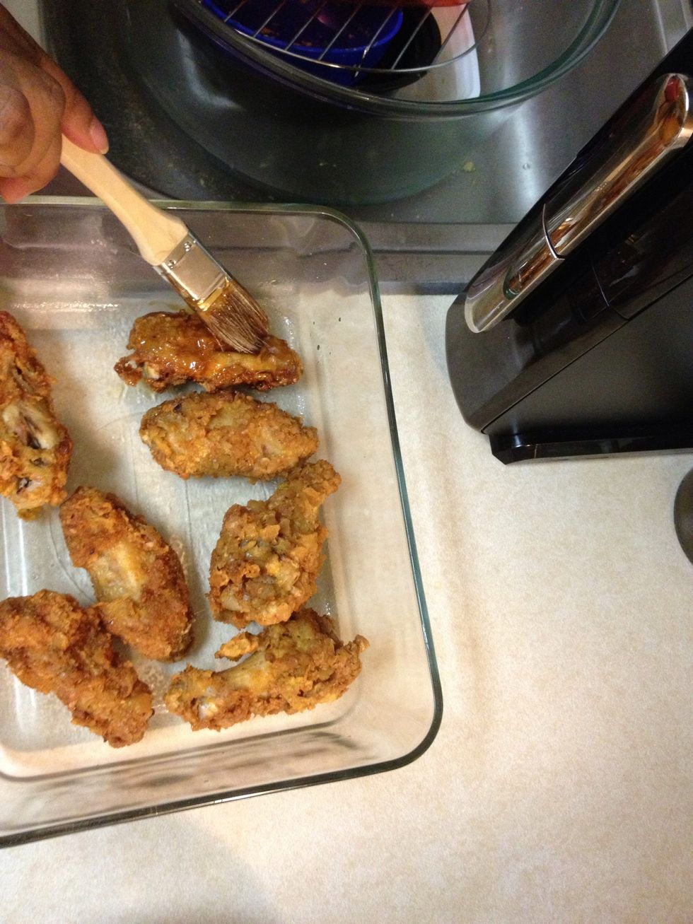 Brush the remaining pieces with your honey BBQ sauce.