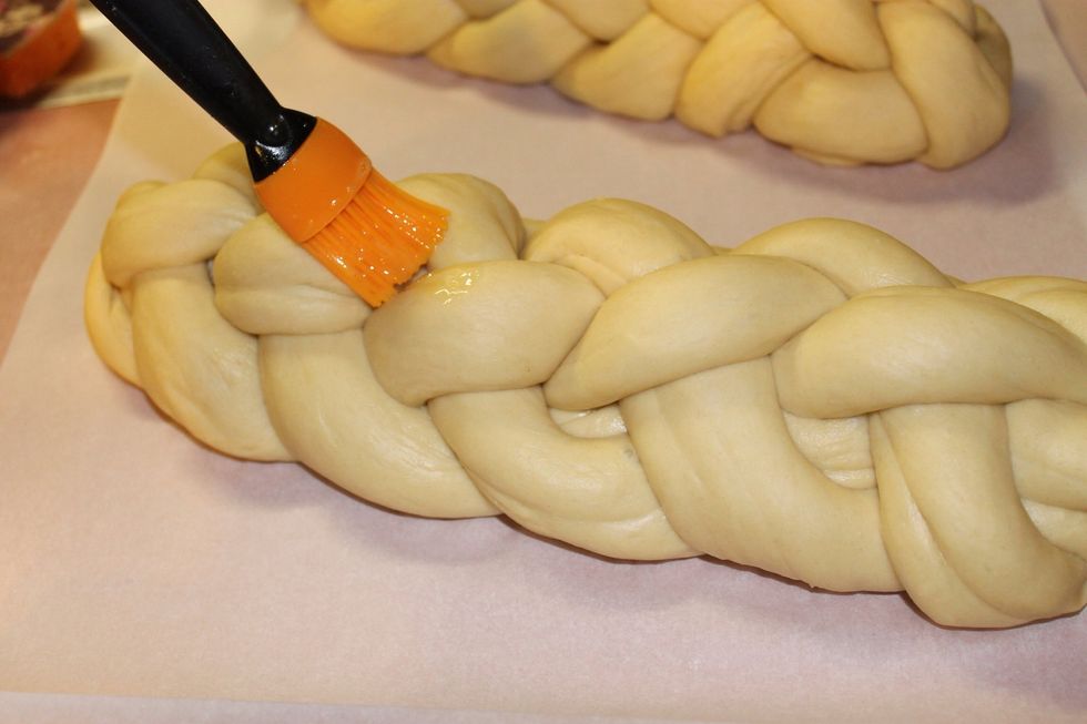 Brush with beaten egg and let rise for a half hour