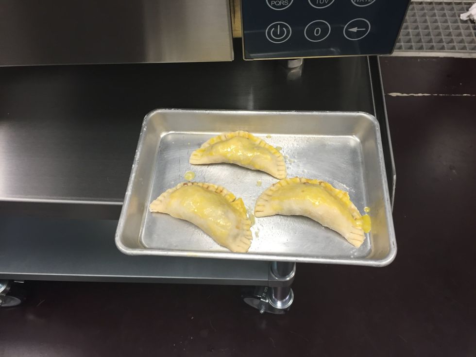 Brush with some egg wash before baking