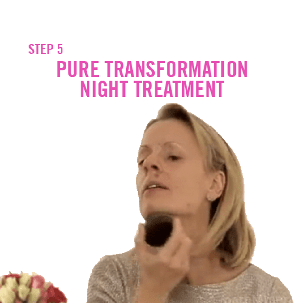 Buff bareMinerals Pure Transformation Night Treatment onto your skin using the provided brush.