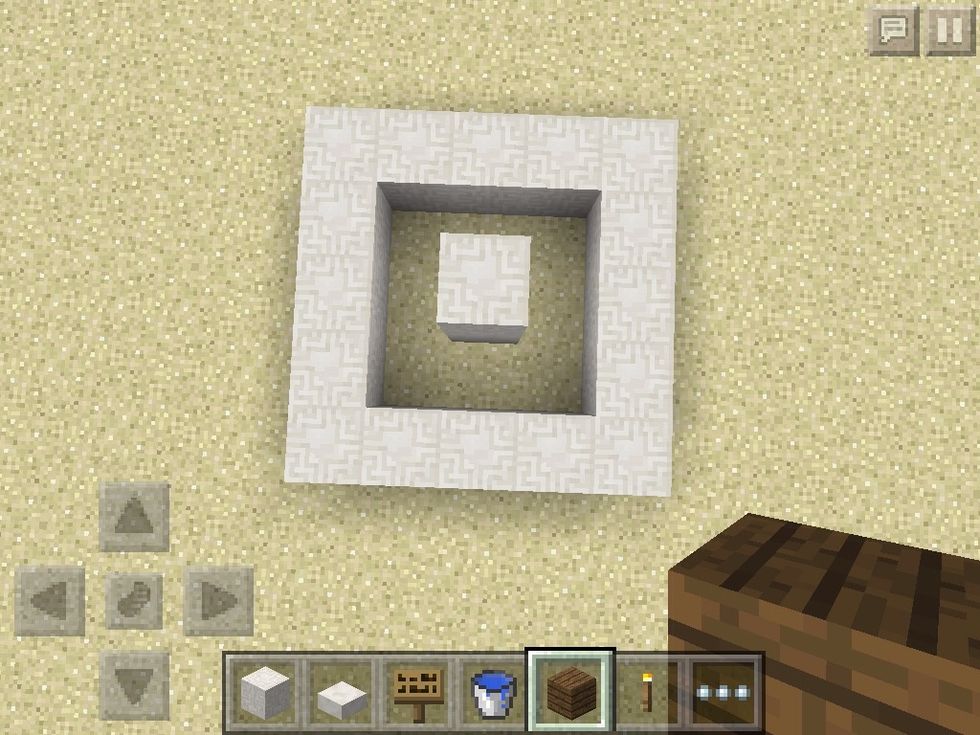 Build a square and a rod in the middle