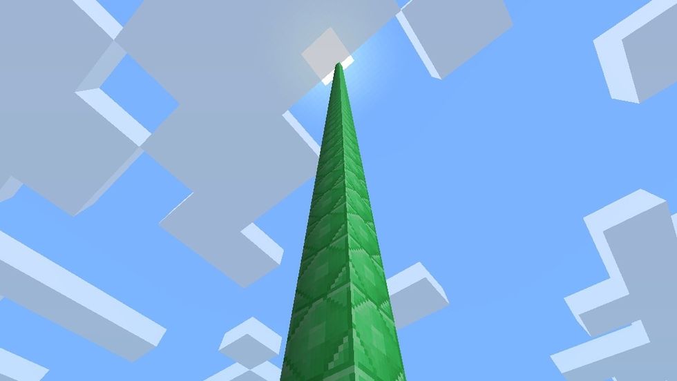 Build a tower of any block on the edge of the world until you cannot place any more