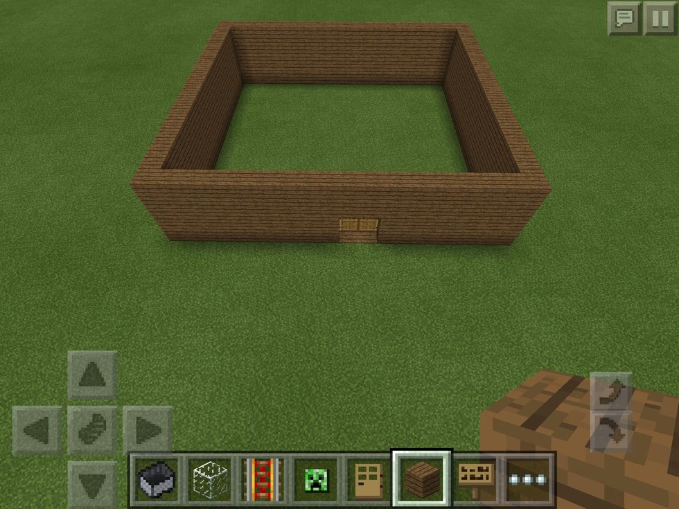 Build an area as big as you wish. Out of any block. For example I used spruce wood planks