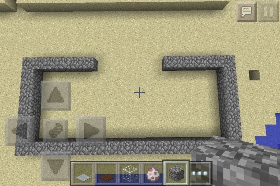 Build inwards from the edges by six blocks.