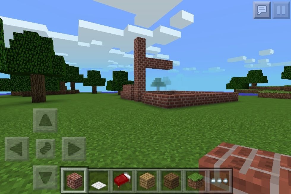 Build the middle piece in the gape up seven blocks. Mark the fifth block