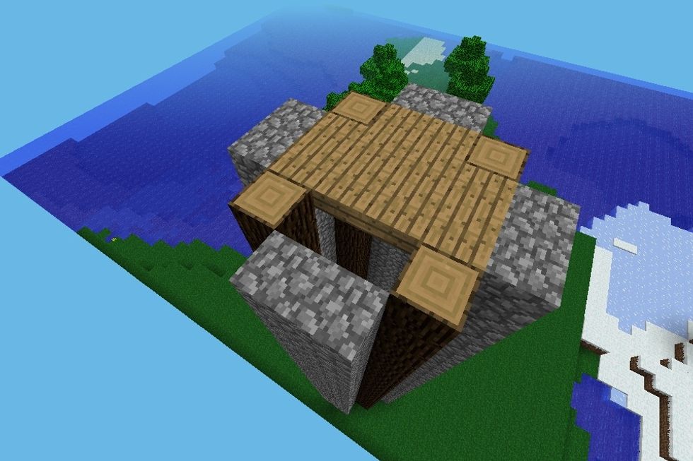 Build the roof of wooden slabs but leave 2 spaces