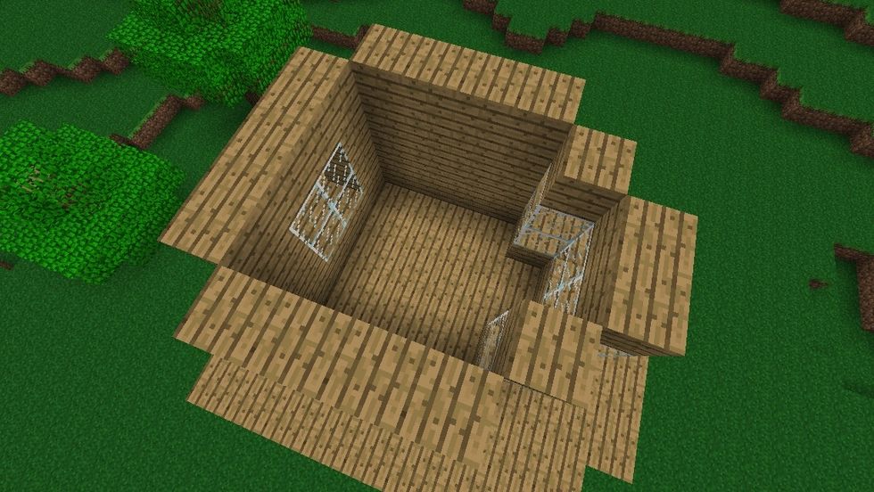 Build up 4 and place windows like so.