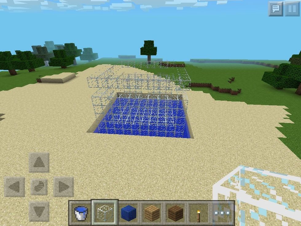 Build up the walls 6 high the dig out the 2 block from the top