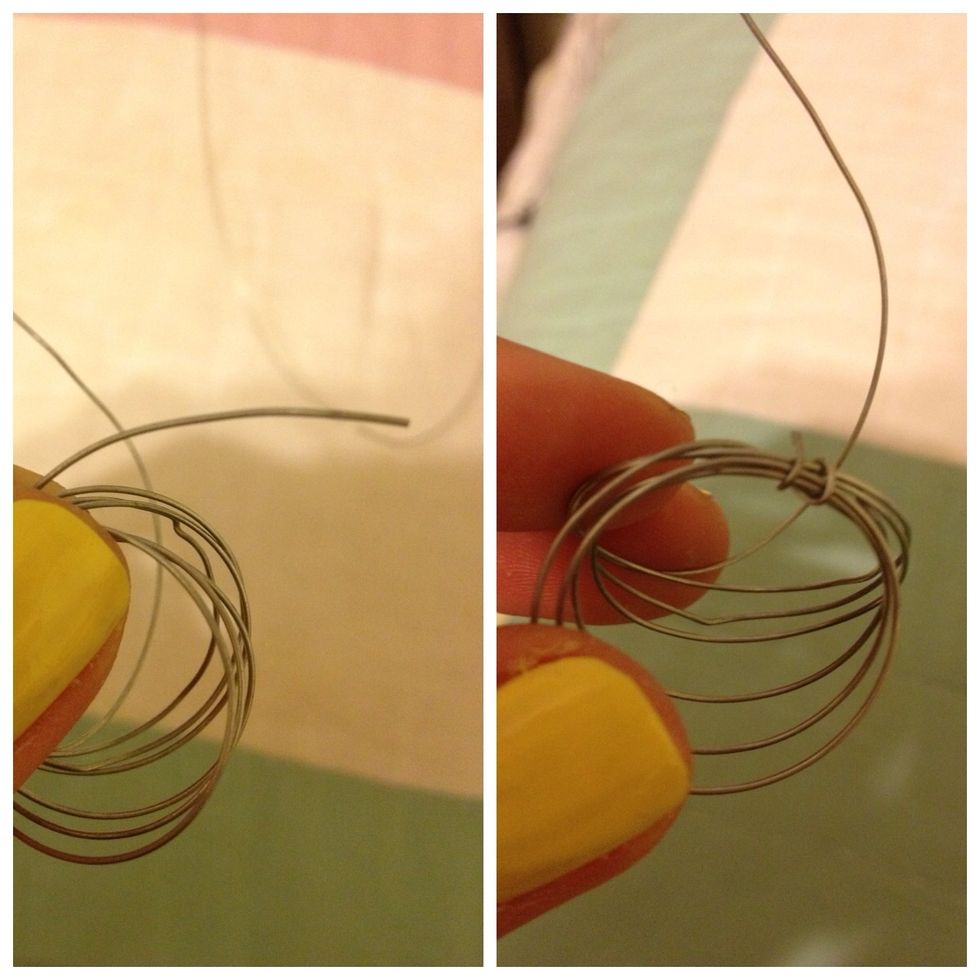Bunch wire together. Grab the smallest end and wrap it around the bunch(make sure the ends not sticking downward unless you want to cut yourself)