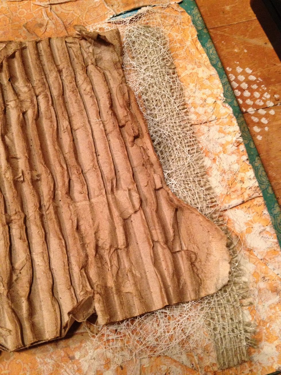 burlap and netting layers.
