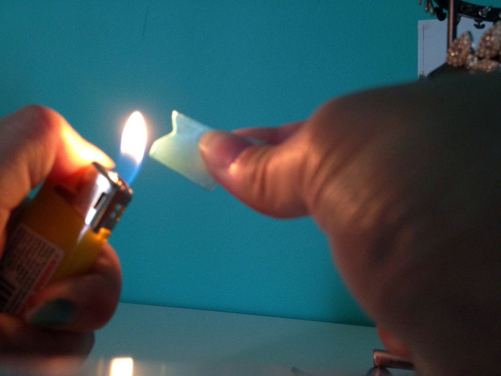 Burn the edges to prevent tearing. Do this with caution! The shape can easily be lost with over burning (Shown in the pic).