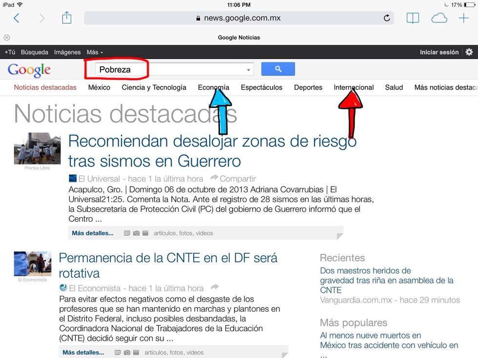 Buscar noticias con la palabra "pobreza" o ser m\u00e1s espec\u00edfico buscando en t\u00f3picos diferentes relacionados con el tema. Por ejemplo: "internacional" " econom\u00eda" etc.