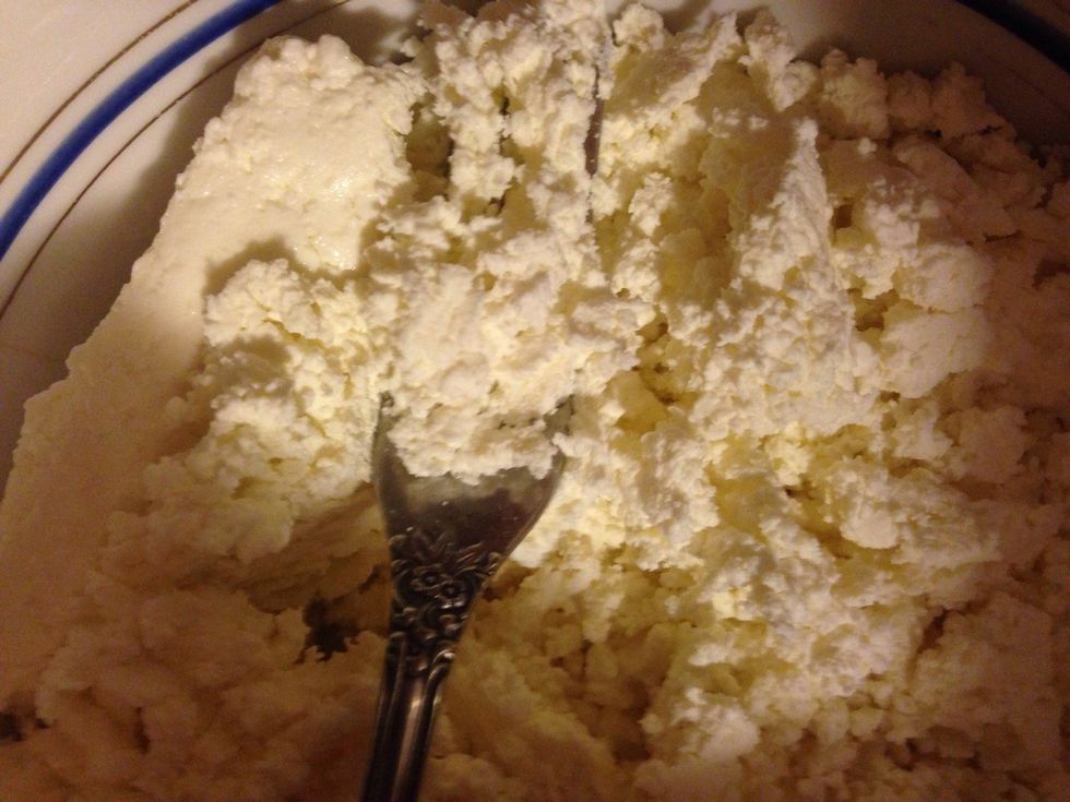 Bust it with fork.