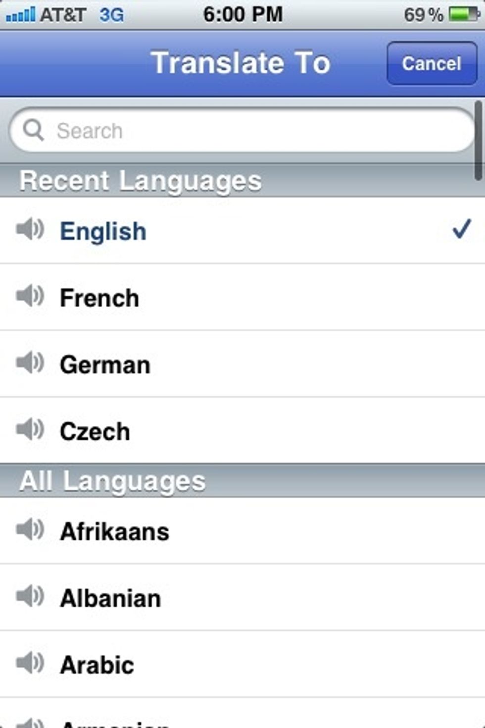 But if you set both the before and after languages to English. It'll simply turn your speech into bold text. The text becomes larger when you tilt to landscape mode to make it easier to read.