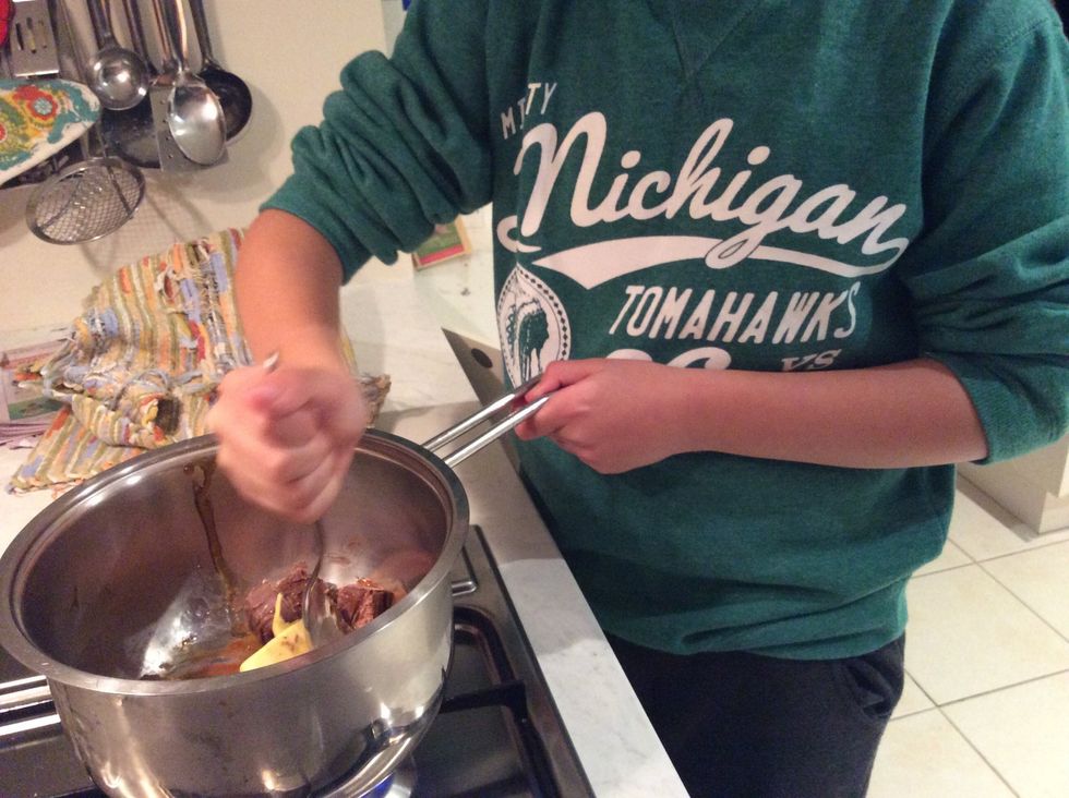 But it in a bowl and stere on top of the stove top
