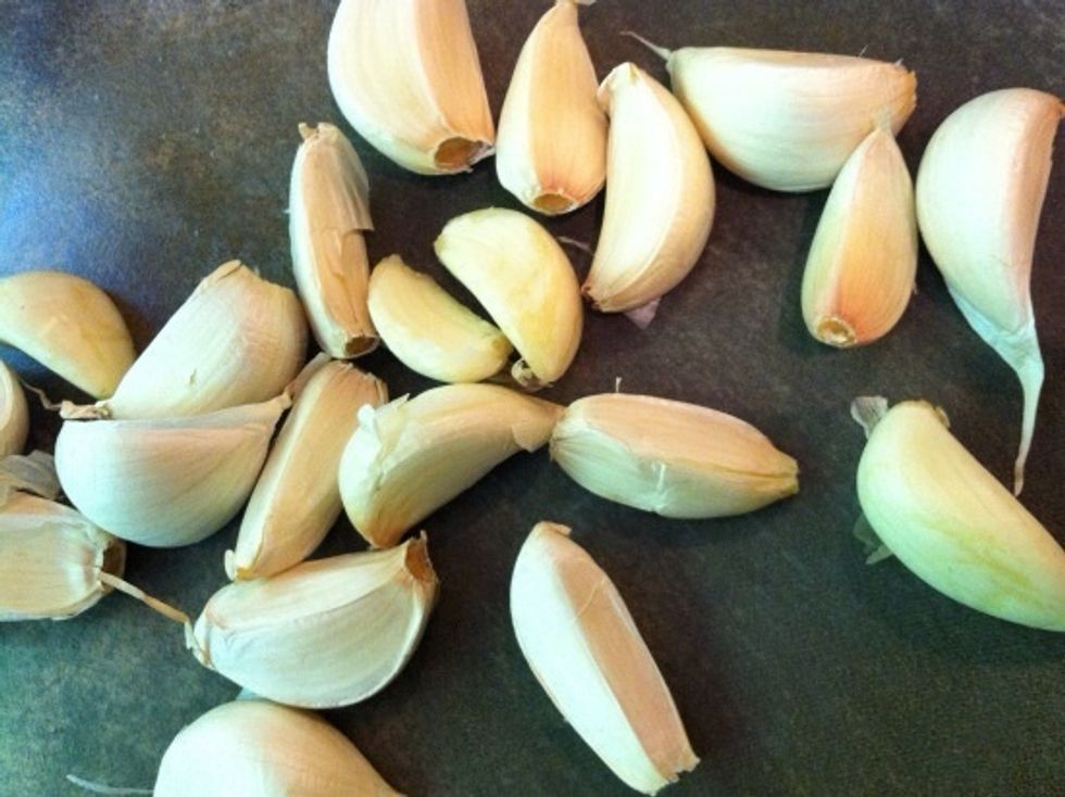 ....but it is so worth it. Sprinkle a little salt on your cutting board. This will keep the garlic from sticking to your knife, and give the dish an extra pow.