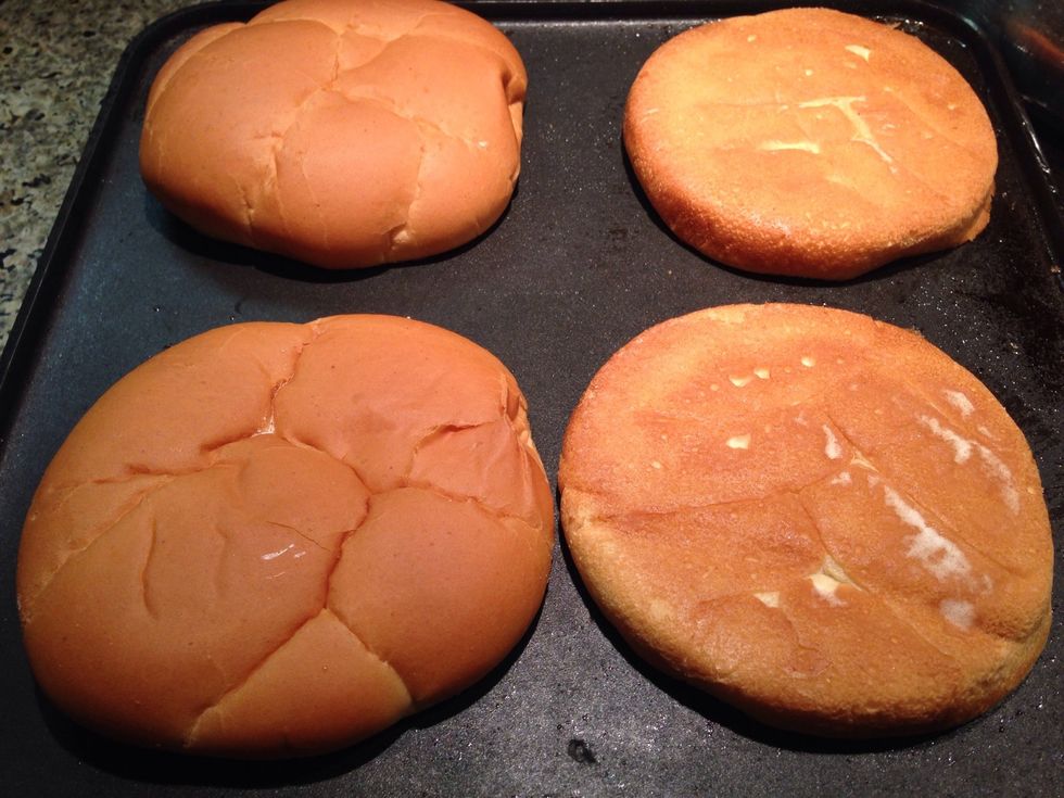 Butter and toast your buns in a griddle or frying ban, or flat top or your grill if you have the room.