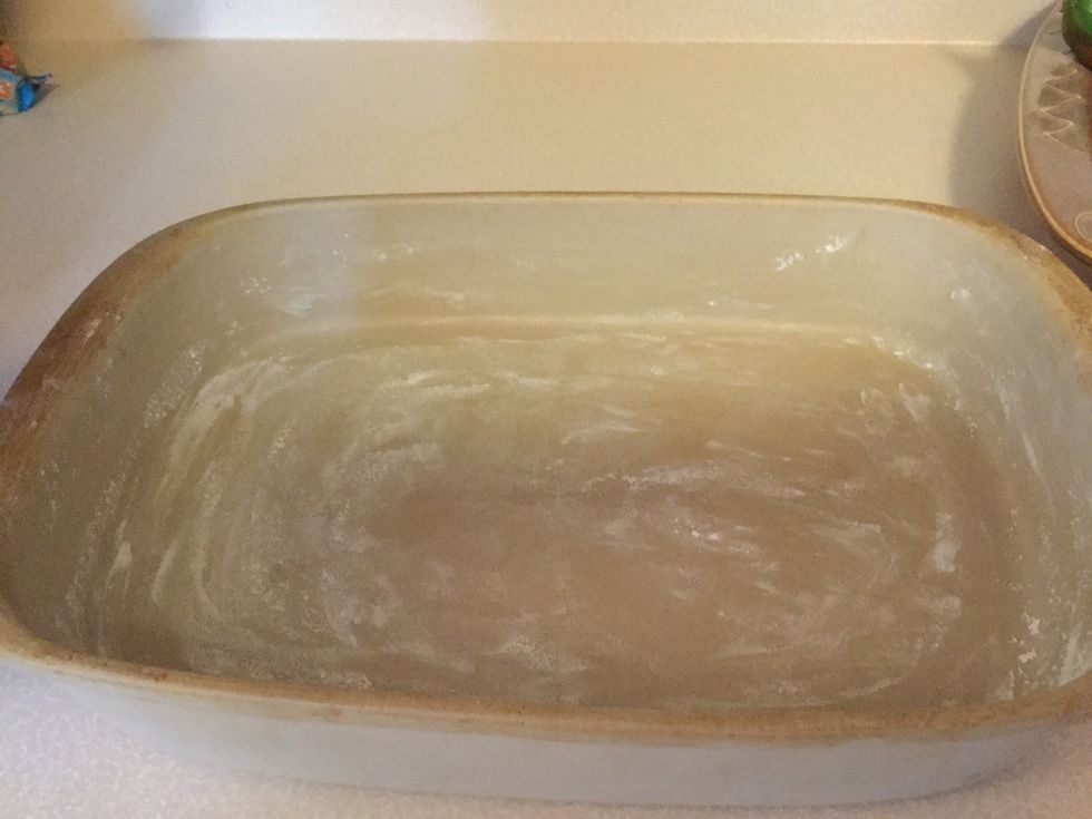 Butter, flour 9x13 pan