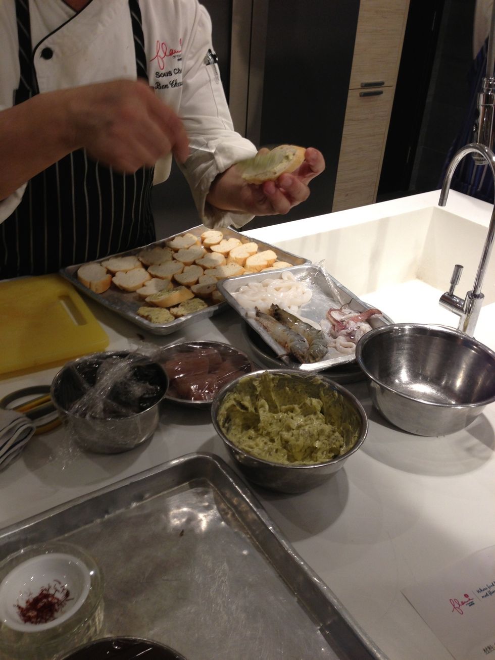 Butter the bread with your herb butter