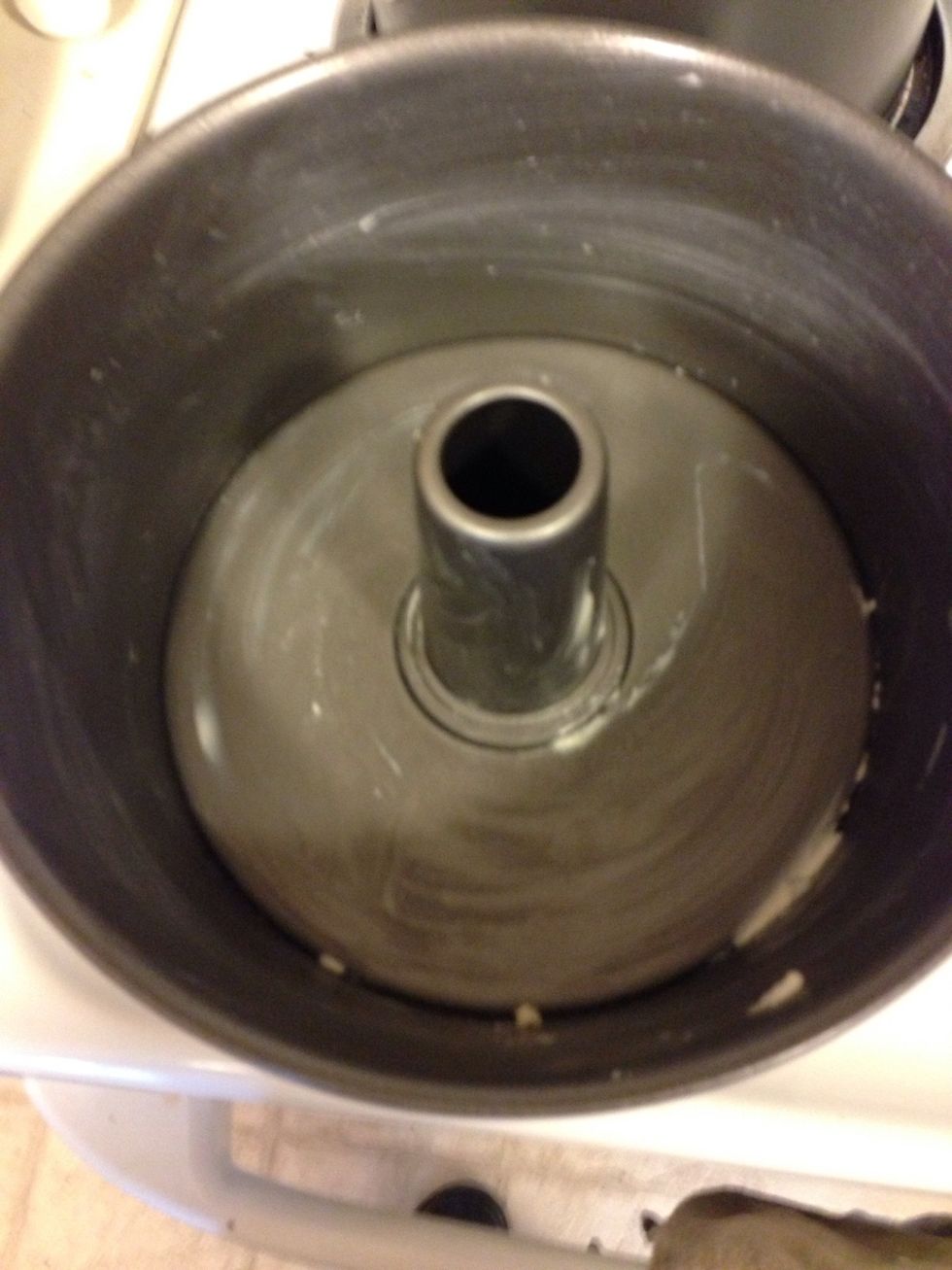 Butter the buddy cake pan, you can use any pan you like though. I love the way this looks though... Note if using a cake pan with removable bottom cook on a cookie sheet to avoid boiling caramel burns