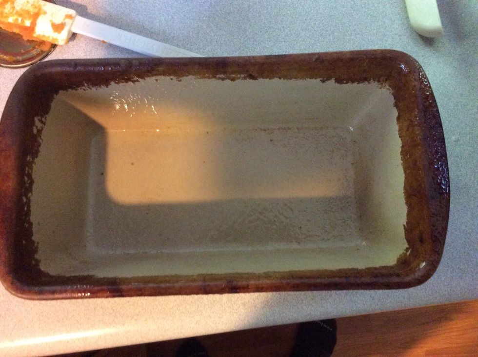 Butter the inside of a 8x4x3-inch loaf pan with PAM.