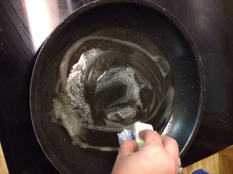 Butter your pan and have it heating.