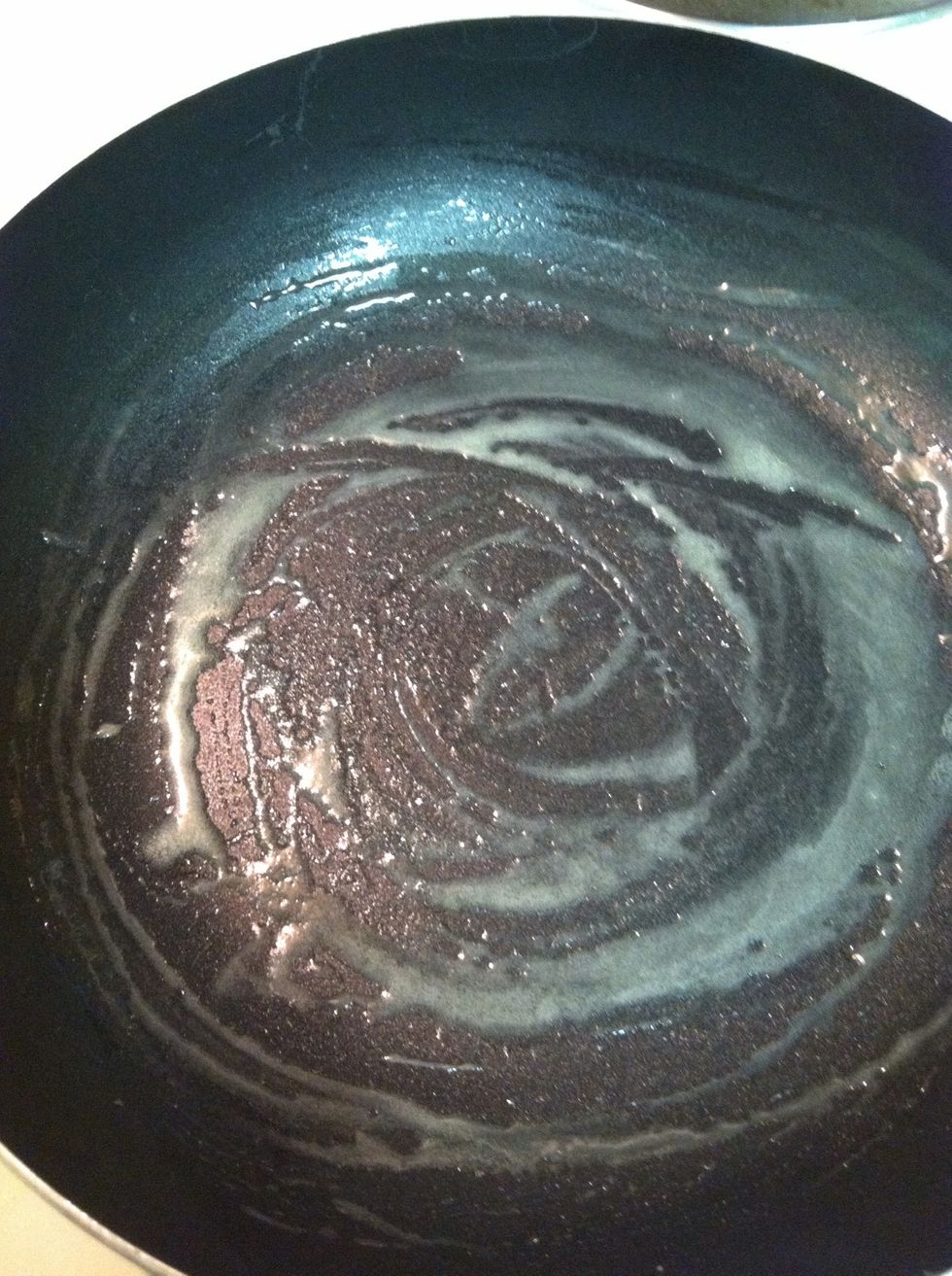 Butter your pan. I use real unsalted butter but you can use whatever you prefer. Coconut oil's great for this. If you use oil use it very very sparingly. A lot of oil will create a different style egg