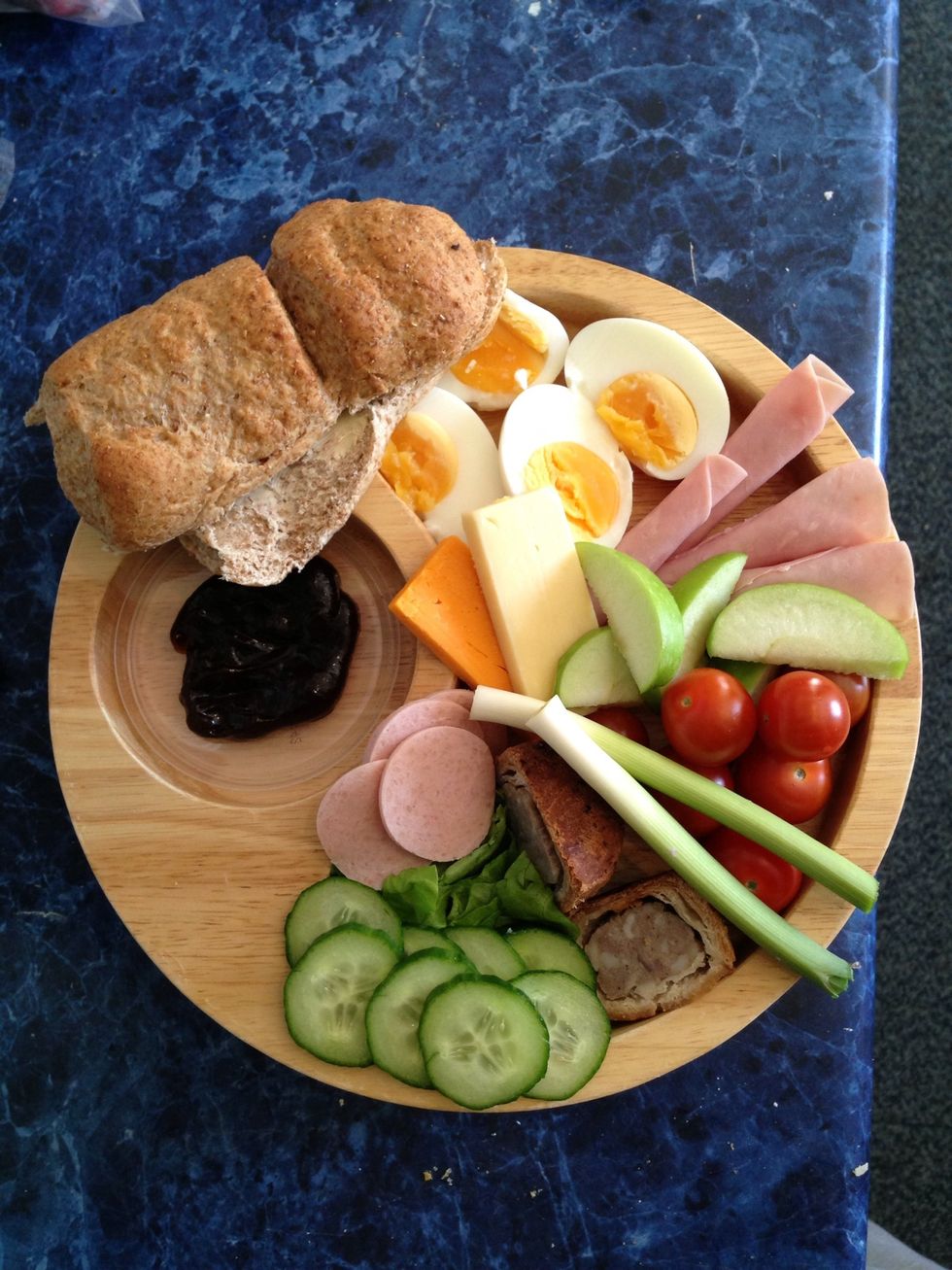 Butter your roll and arrange everything in your serving dish