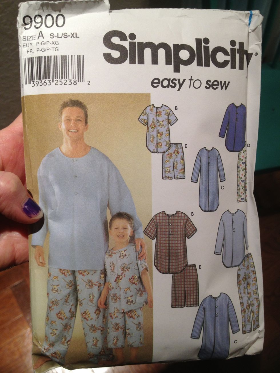 Buy a pattern for Jammie pants. I prefer to ones that market themselves with the words "easy" or "simple." Try not to judge them based on the models or you may leave the store without a pattern.