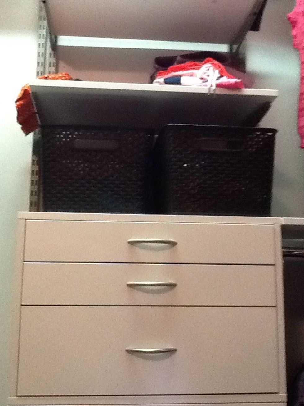 Buy baskets and put things in them. Socks in one, swim suits in another.