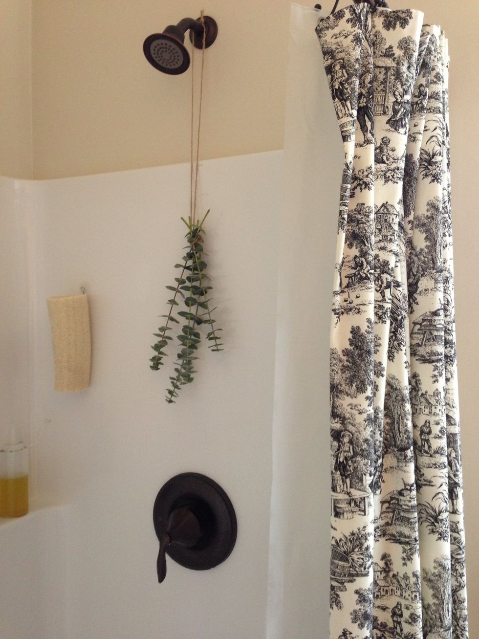 Buy fresh eucalyptus from a florist and hang it over your shower head. The steam will activate the natural oils. You will love. Don't use the dried, dyed stuff at craft stores. no smell and huge mess.