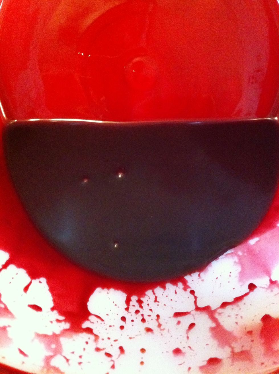 By adding your 100 ml of corn syrup first, then add in your 1 tsp of red food dye, then 3 tsp of chocolate syrup... Stir stir stir.. This is now your very safe blood! Tastes great!!