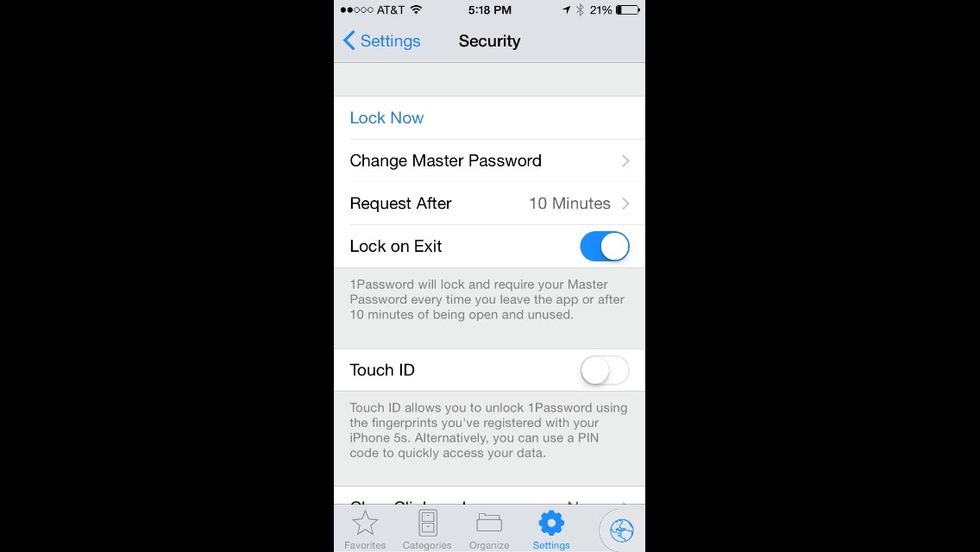 By default Touch ID is off.