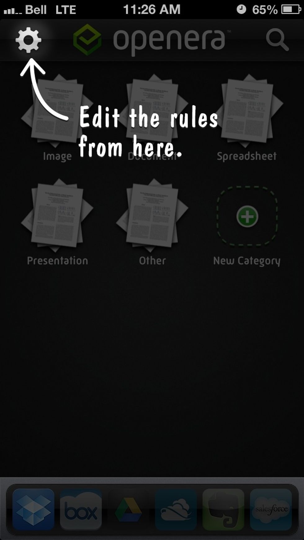 By default your attachments are auto saved based on file type categories (Documents, Spreadsheets, Images, and Presentations) Tap the gear to create custom rules.