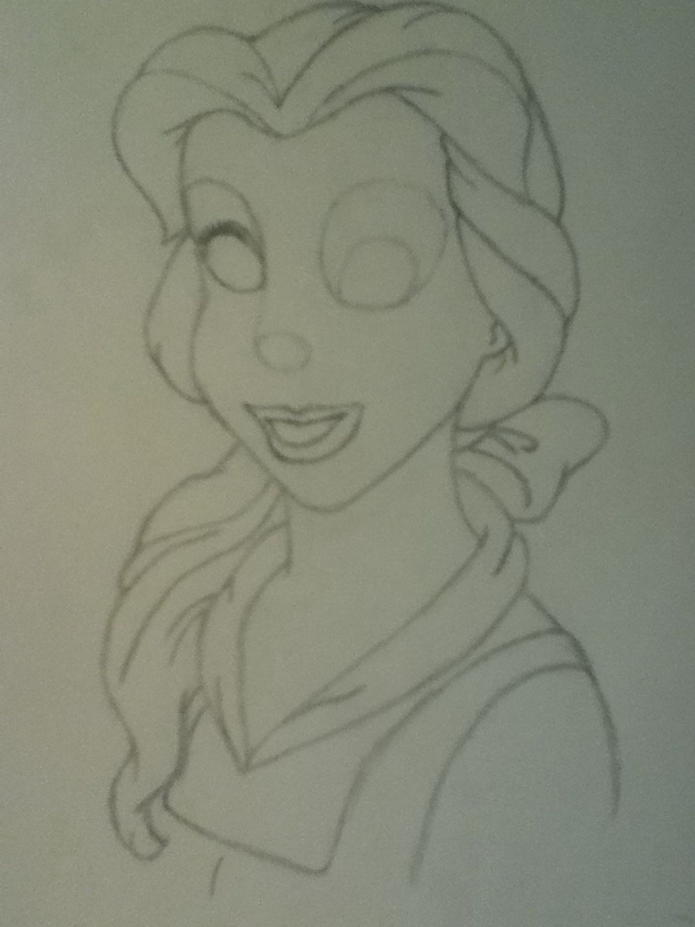 By drawing a line inside of her eye, you will make an eyelid! Then add eye lashes!