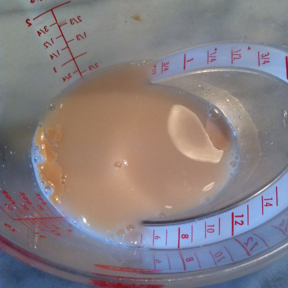 By now the yeast mixture should be bubbling a bit. It's alive!