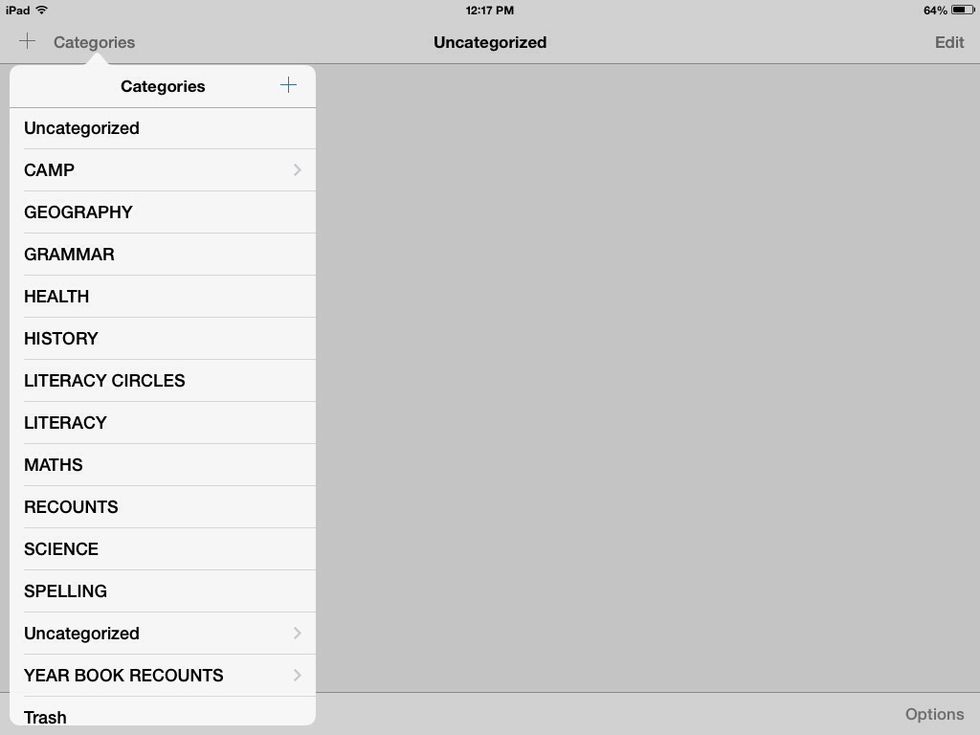 By pressing categories at the top left corner, you are able to make category's by pressing the \u2795 sign at the top right corner