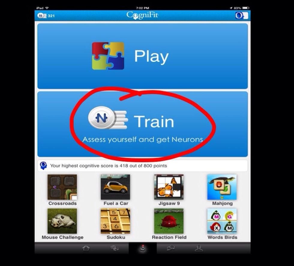 By selecting the train option on the main screen, the app will lead you to the next screen....this option will be most beneficial for OT evaluation.