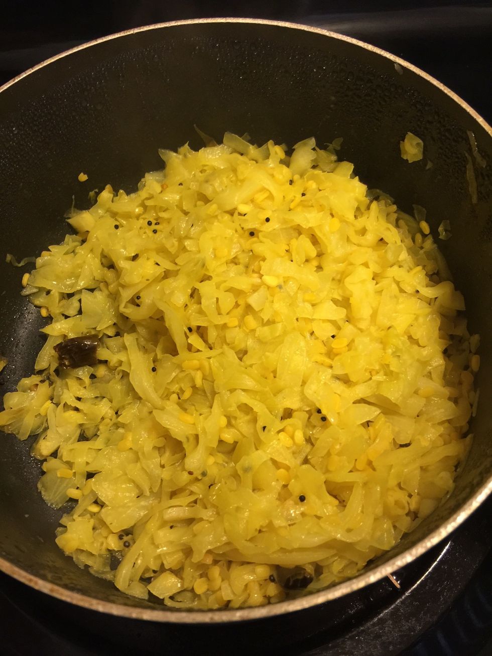 Cabbage bhaji is ready.