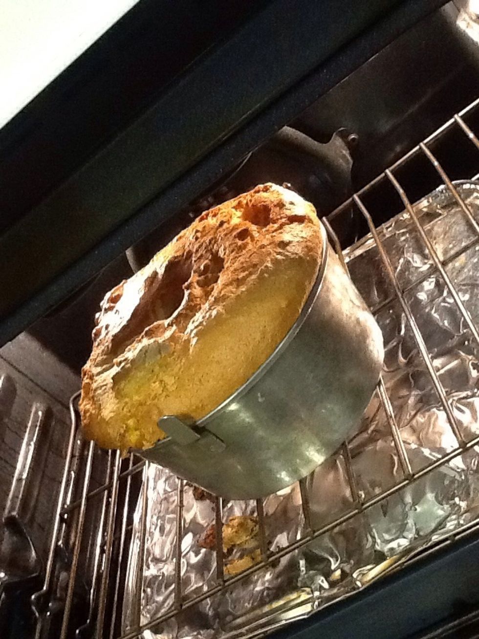 Cake after baked. Used a spatula to go around the cake for come out of the cake pan