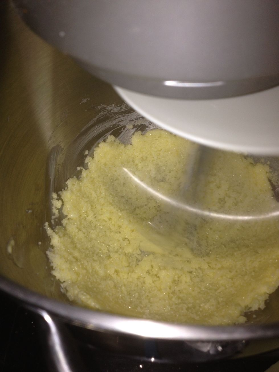 Cake: Cream the butter and sugar on high speed for 4-5 minues until light.