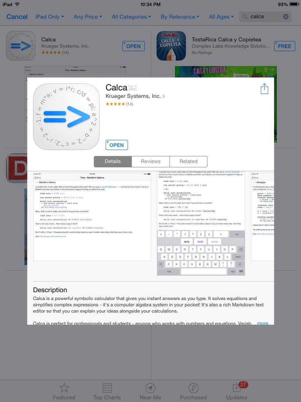 CALCA the Symbolic Calculator (by Kruegar Systems, inc) gives you instant answers to math equations as you type. All equations are solved inline and can use normal English. ($2.99)
